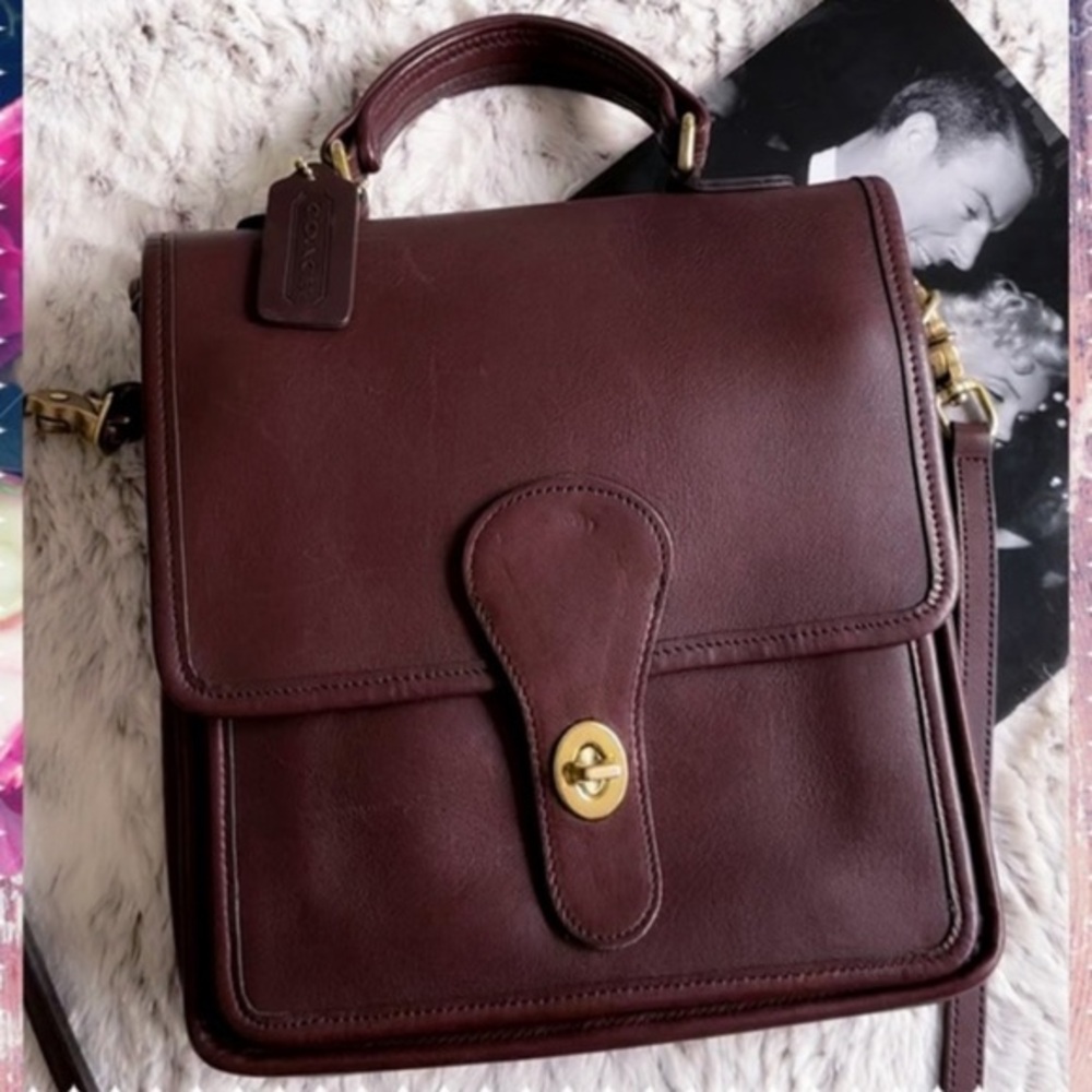 VINTAGE COACH MAHOGANY BROWN MESSENGER STATION BAG 5130 - Picture 2 of 16